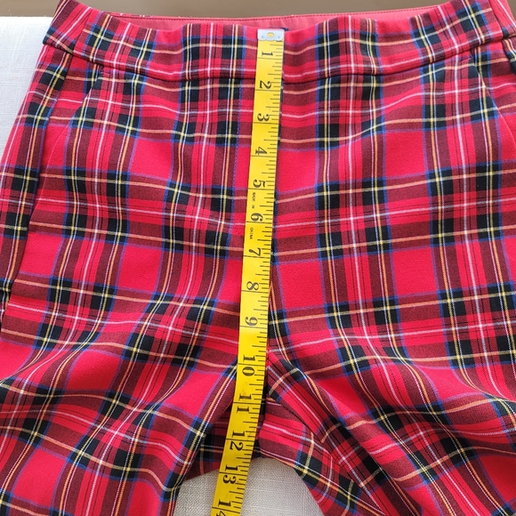 New! J.Crew Tall 4 Crop Straight-Leg Red Stewart Tartan Plaid Stretch Cotton NWT - Picture 6 of 10